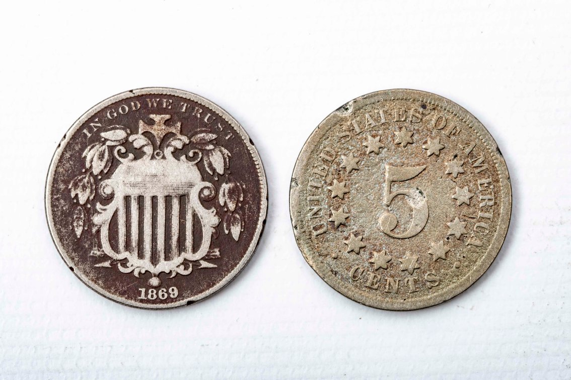 1868, 69 Shield Nickels