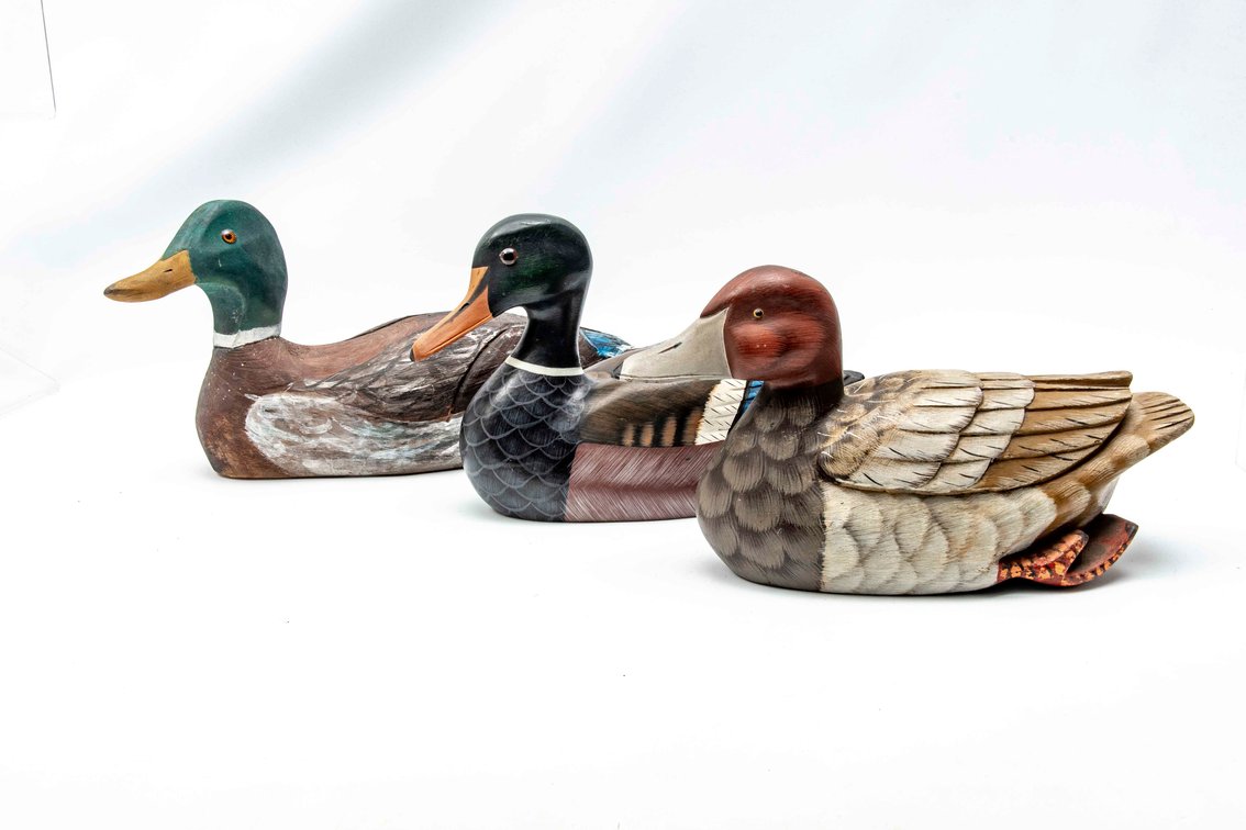 3 Wooden Duck Decoys