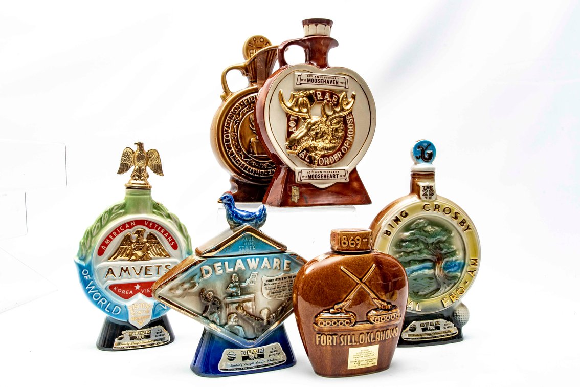 Six- Beam's 100 Ceramic Decanters