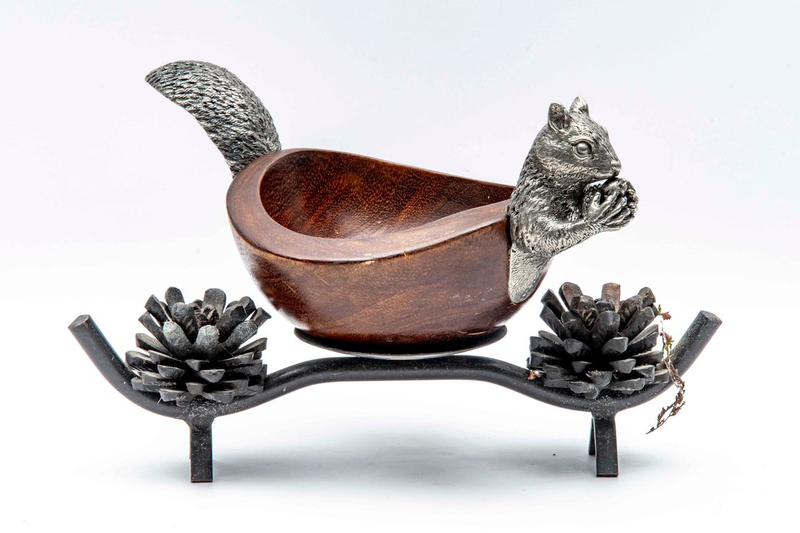 Pine Cone Candle Holder & Squirrel Nut Bowl