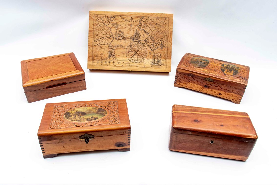5 Wooden Chests- Jewelry, Keepsake and More