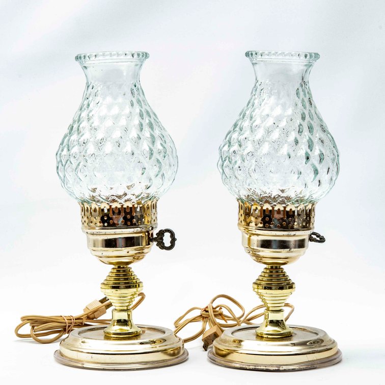 Pair of Hurricane Style Elec. Lamps