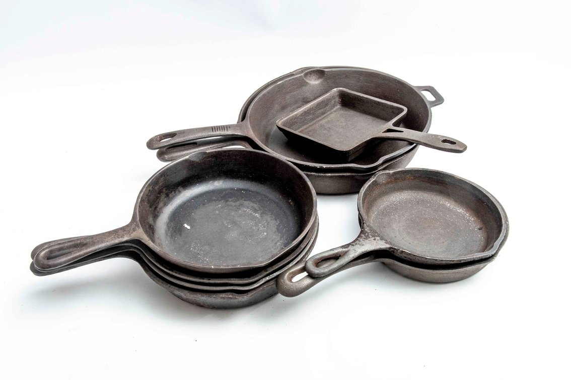 Nine Cast Iron Skillets- Wagner, Lodge & More