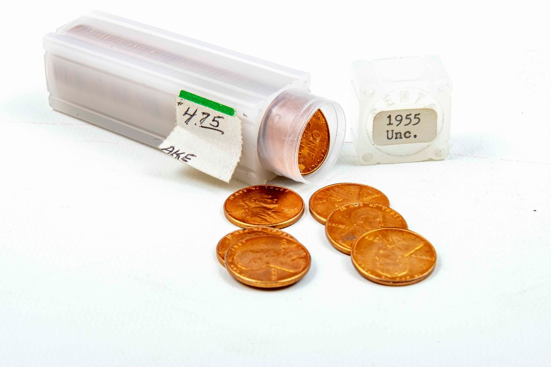 Tube of 50 1955 Uncirculated Wheat Pennies