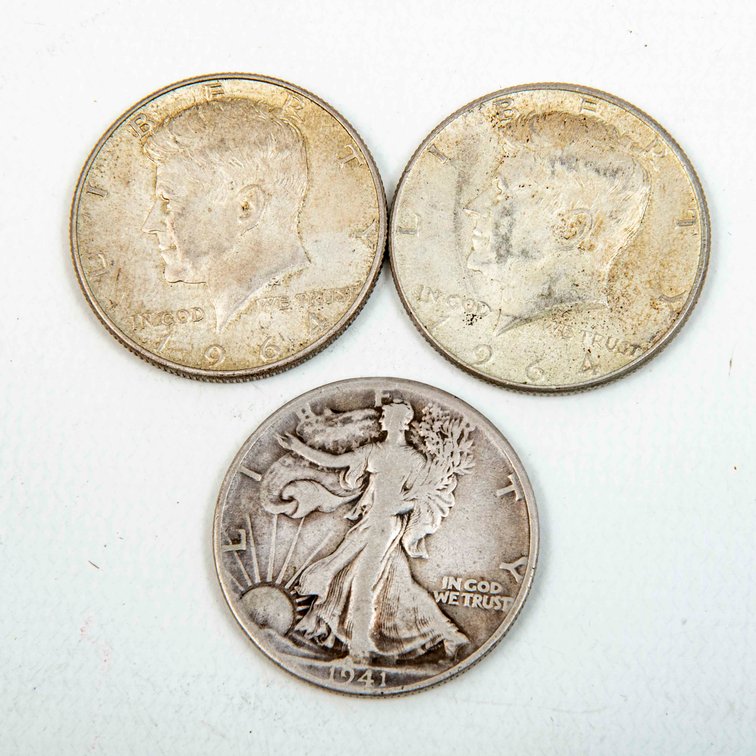 1 x Standing Liberty & 2 x Kenndy Silver 1/2's