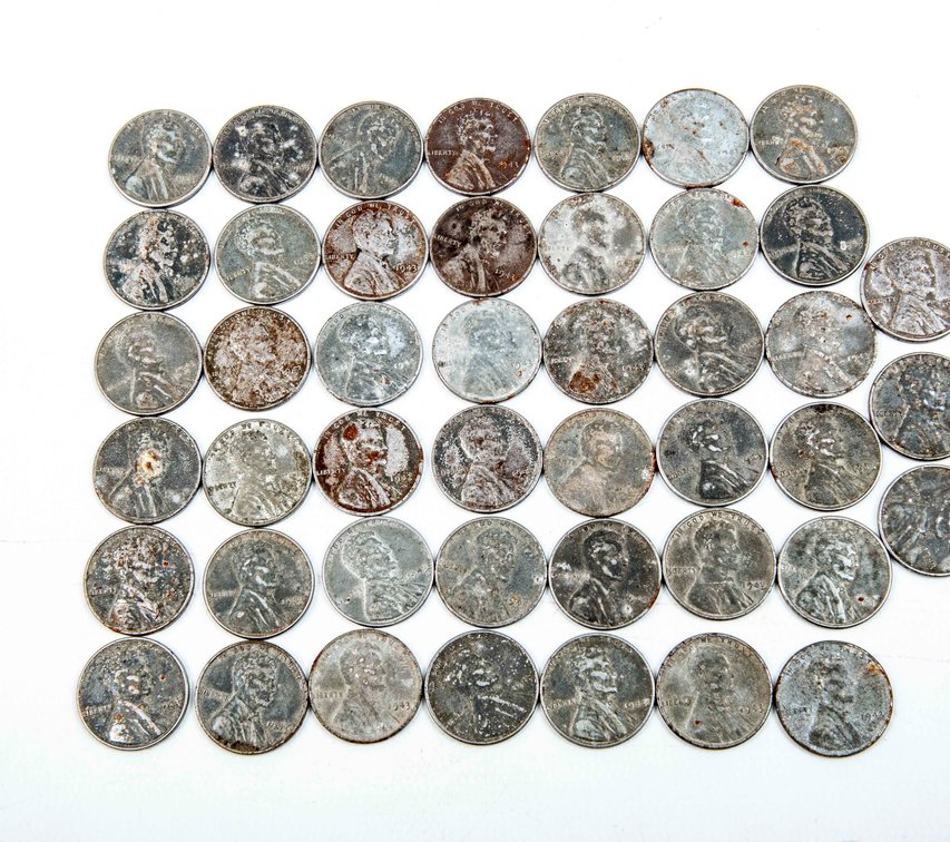45 1943 Steel Wheat Pennies