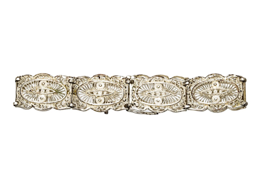 European .835 Silver Filigree Bracelet- 11.8 G