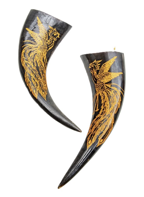 Pair of Buffalo Horn Wall Pockets