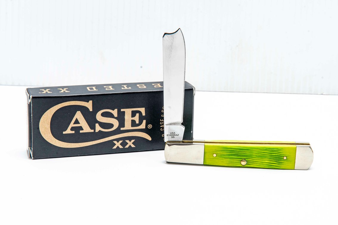 Case 61005RAZ SS Lime Green Bone Razor Knife