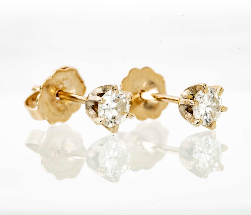14K W. Gold & Diamond Studs- .8 G