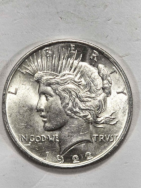 1922 Peace Silver Dollar, Estimated AU Condition