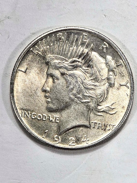 1924 Peace Silver Dollar Coin in Estimated AU Cond