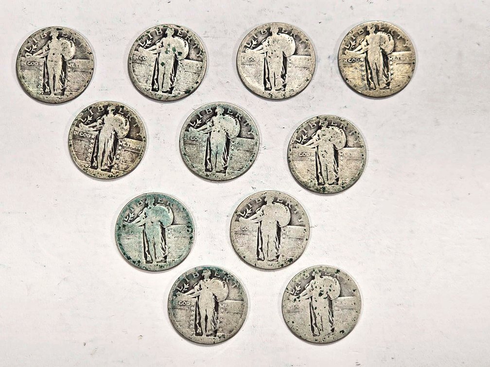 11 Standing Liberty Quarters with Reverse Eagle De