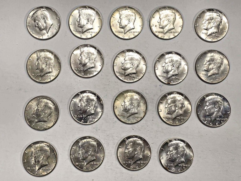 20 Kennedy 40% Silver Half Dollars