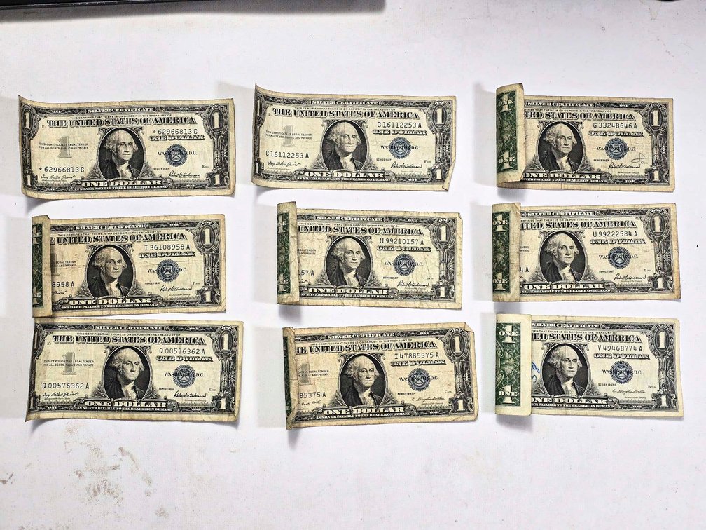 1957 Series Silver Certificates, Lot of 9 Notes