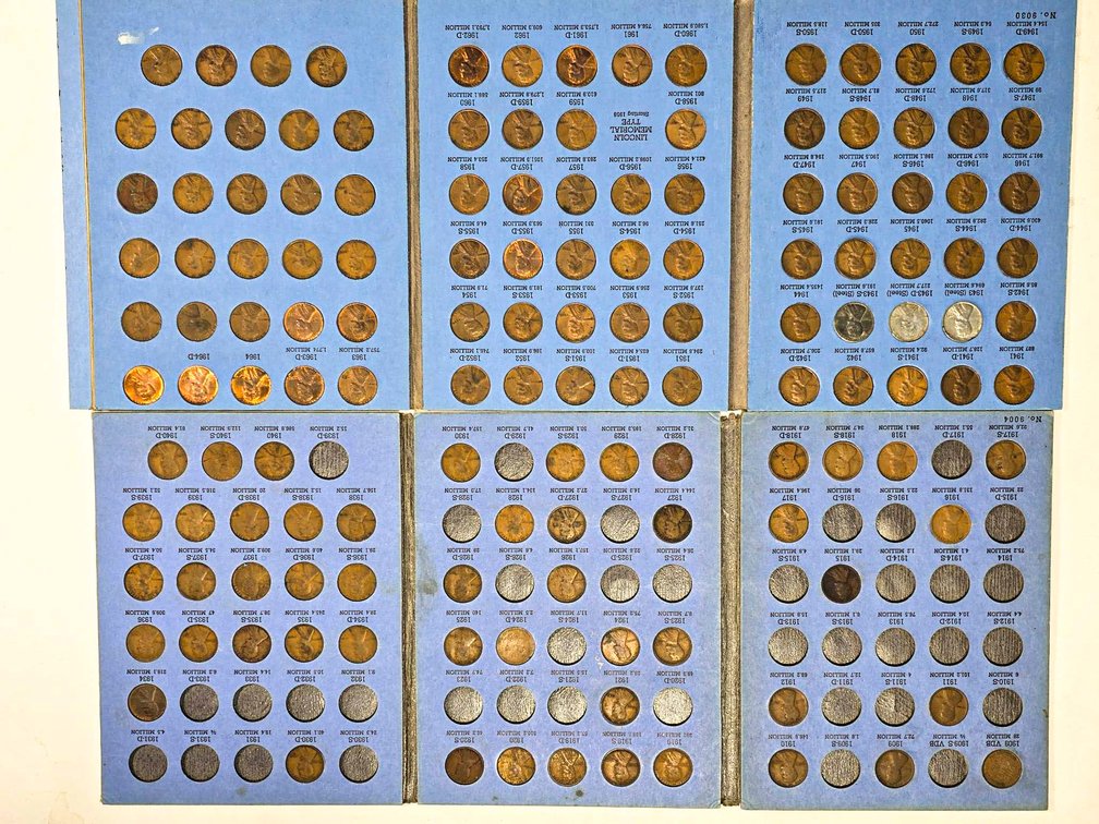 Incomplete Lincoln Penny Collection 1909 VDB Through 1967 with Duplicates