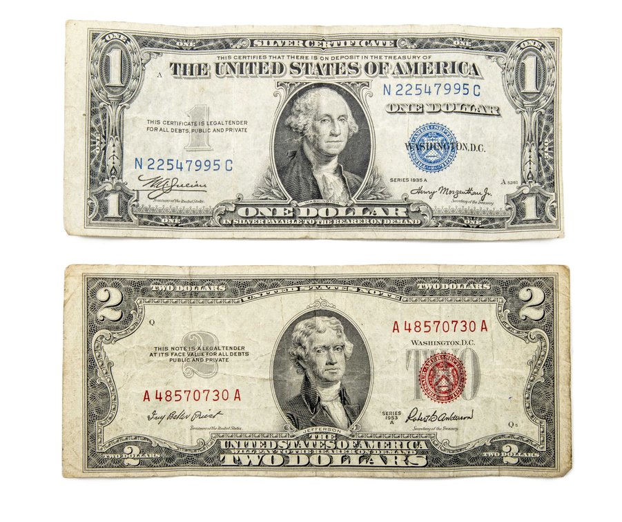 1935A- $1 Silver Cert. & 1953A $2 Bill