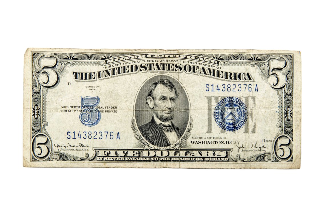 1934D- US $5 Silver Certificate