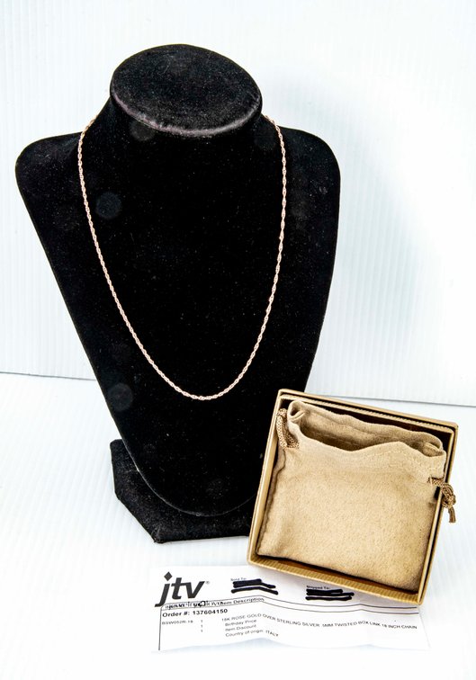 18" Sterling Chain- Rose Gold Plated- 2.3 G