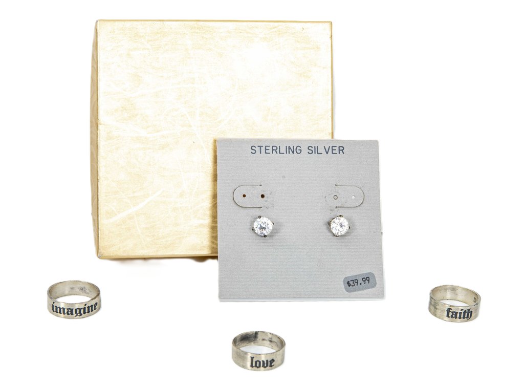 3 Sterling Rings & Earring Pair- 11.2 G