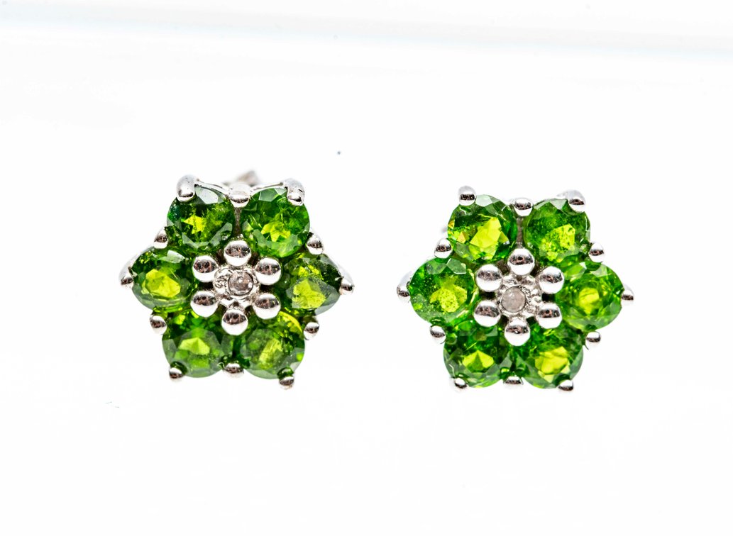 Sterling Earrings- Russian Chr. Diopside- 2 G