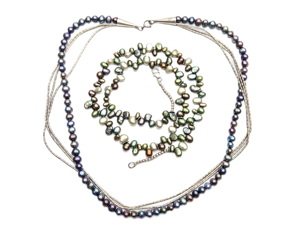 Two Peacock Pearl Necklaces