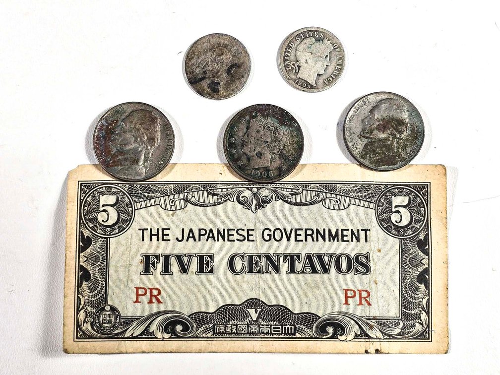 Japanese WWII Invasion Note and U.S. Coins Lot Inc