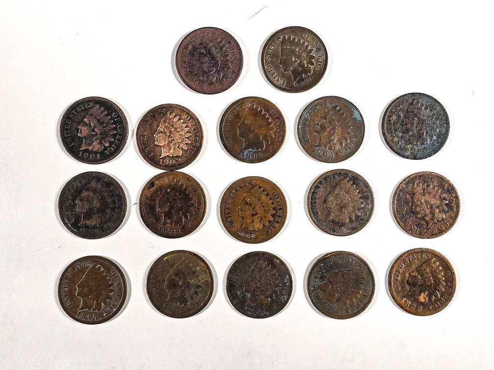 17 Indian Head Pennies Including 1860 Date