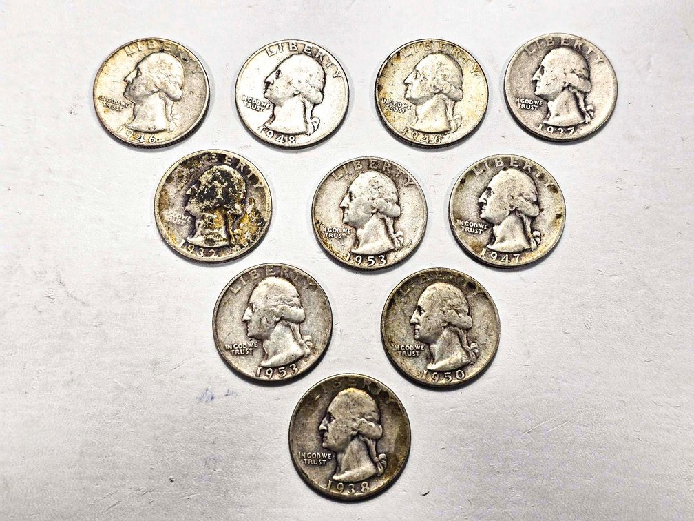 10 U.S. Silver Washington Quarters