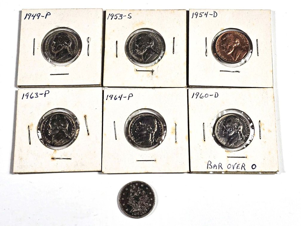 Jefferson Nickels and 1883 Damaged Liberty Nickel