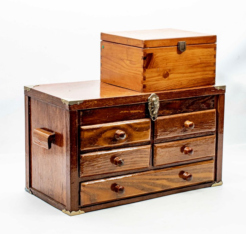 Wooden Machinist's Chest & Wooden Storage Box