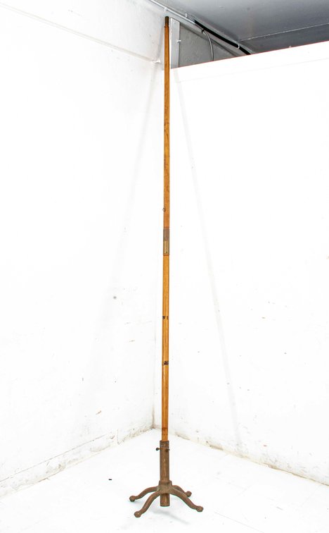 Vtg Solid Brass Flagpole Base & Wooden Flagpole