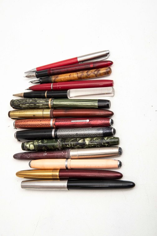 Fountain Pens / Pencils In Display Case