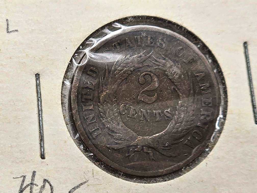 1865 Two-Cent Piece Shield Coin in Holder