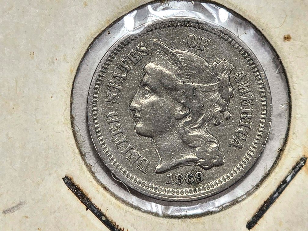 1869 United States 3 Cent Nickel Coin