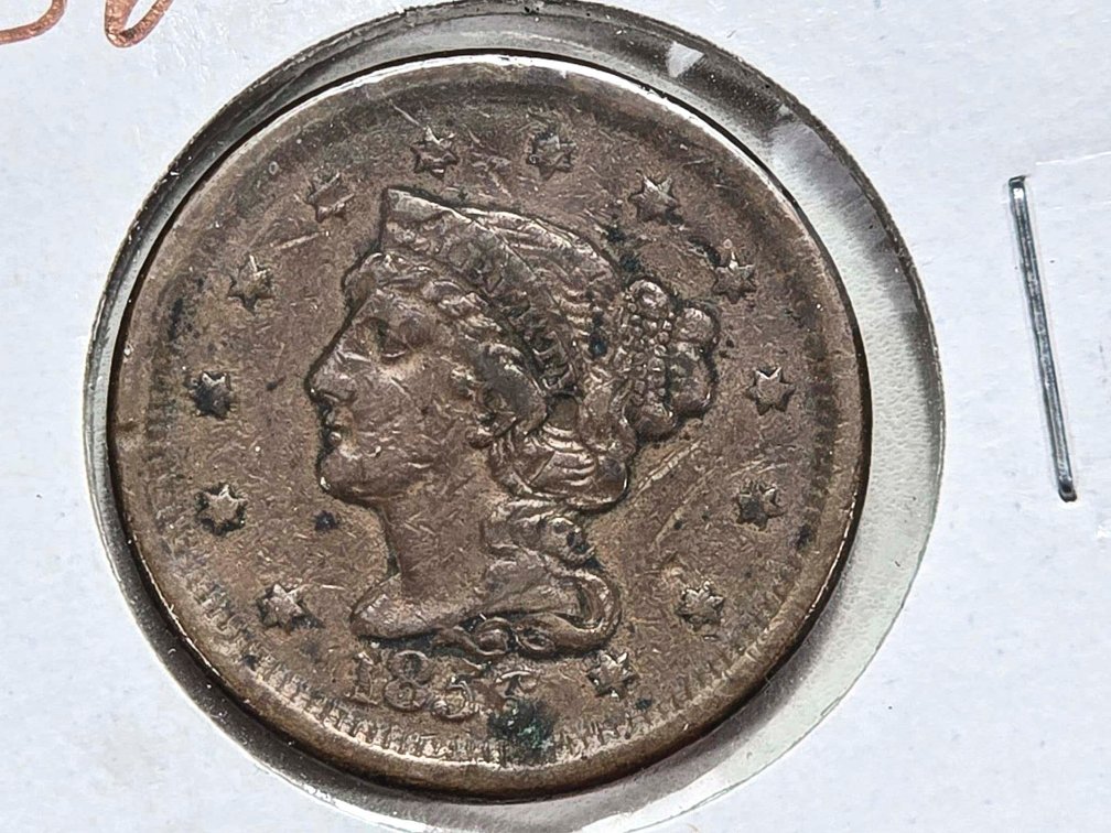 1856 Braided Hair Large Cent in Circulated Conditi