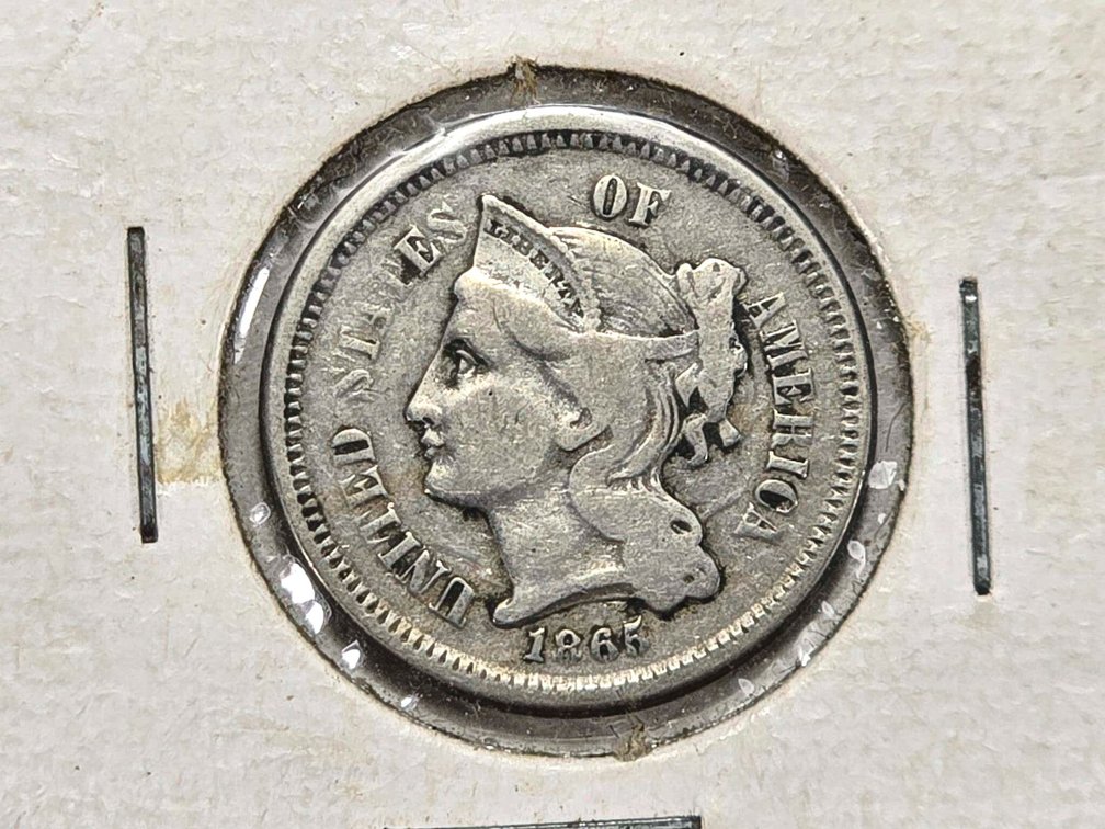 1865 United States 3 Cent Nickel Coin