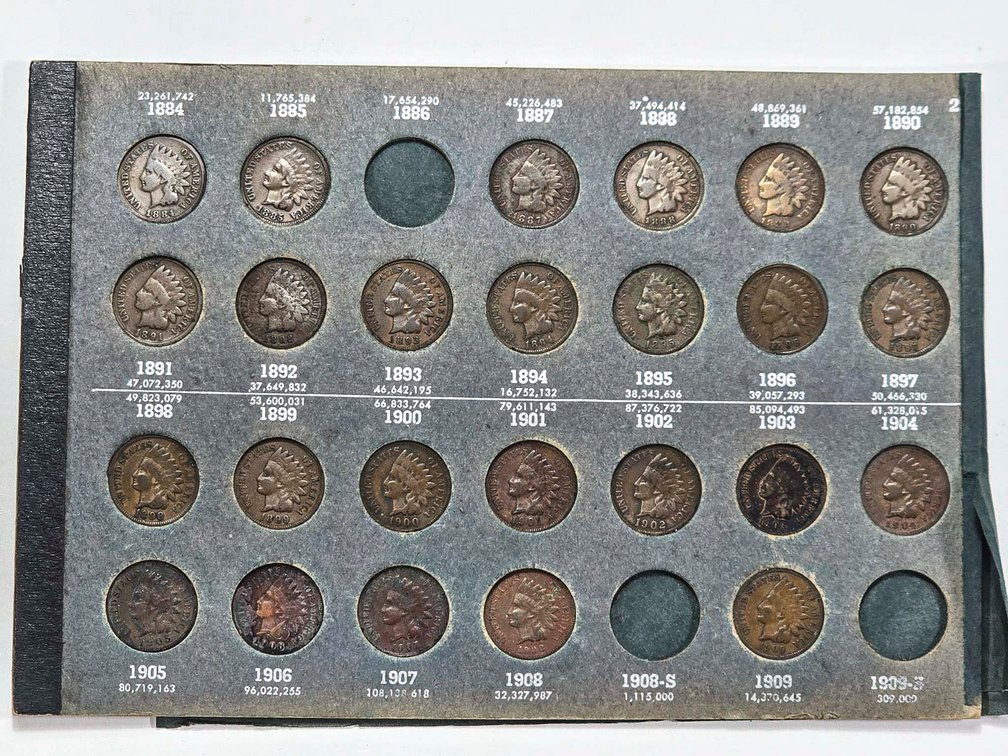 Partial Collection of Indian Head Cents 1884-1909