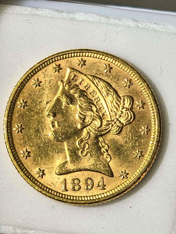 1894 U.S. Liberty Head $5 Half Eagle Gold Coin