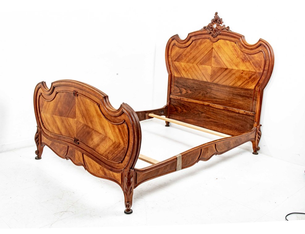 Antique Walnut French Louis XV Head & Footboards