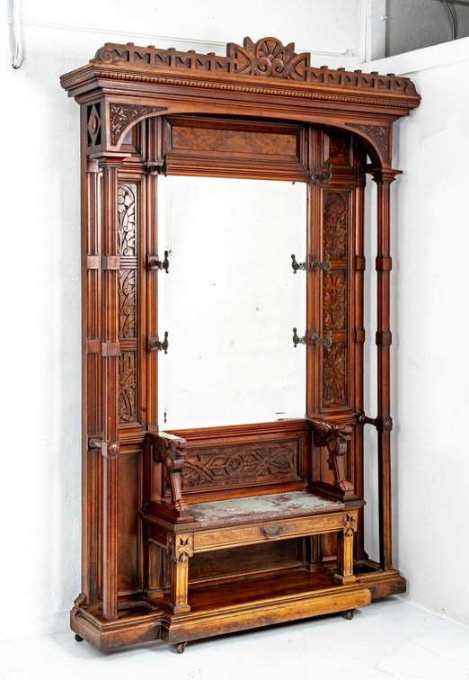 Antique Victorian Aesthetic Movement Oak Hall Tree