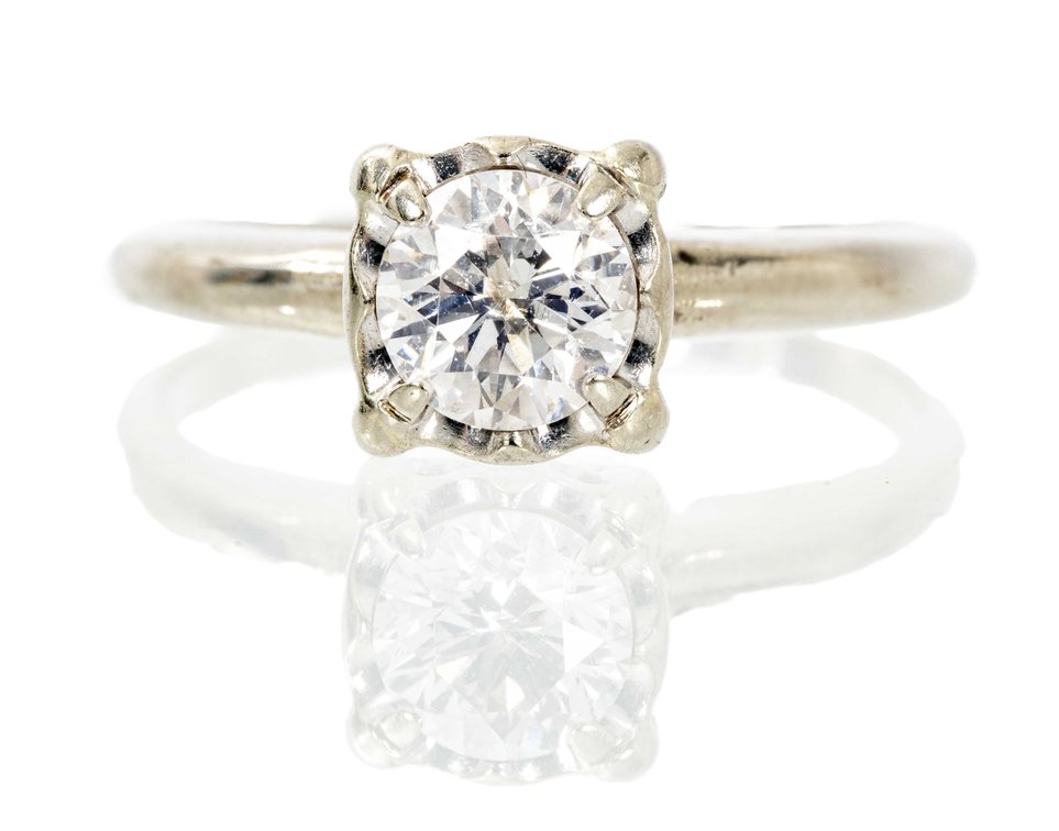 14K W. Gold Diamond Solitaire Ring- 2.5 G
