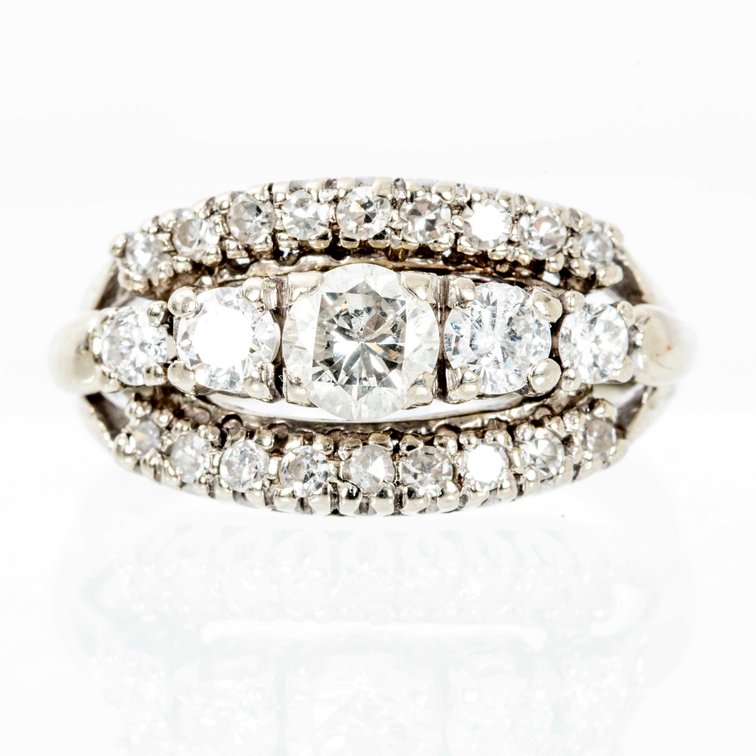 14K W Gold & Diamond Ring- 4.4 G