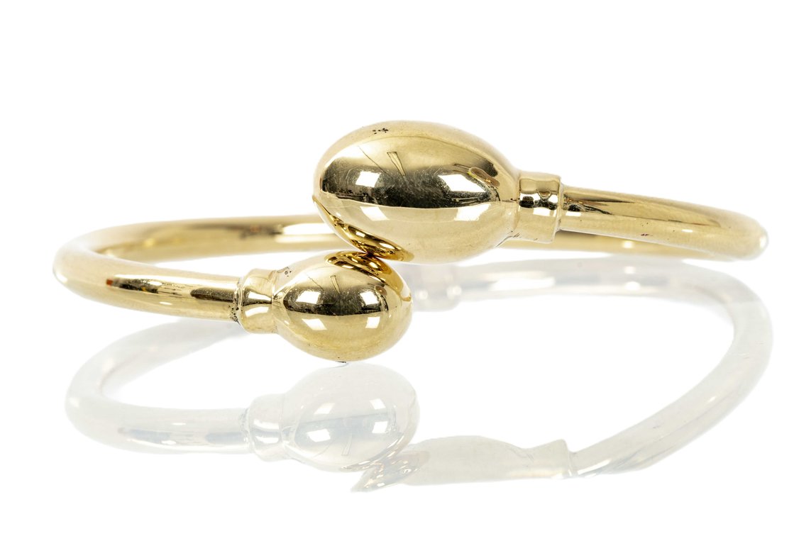 18K Y. Gold Hinged Bracelet Cuff- 9.6 G