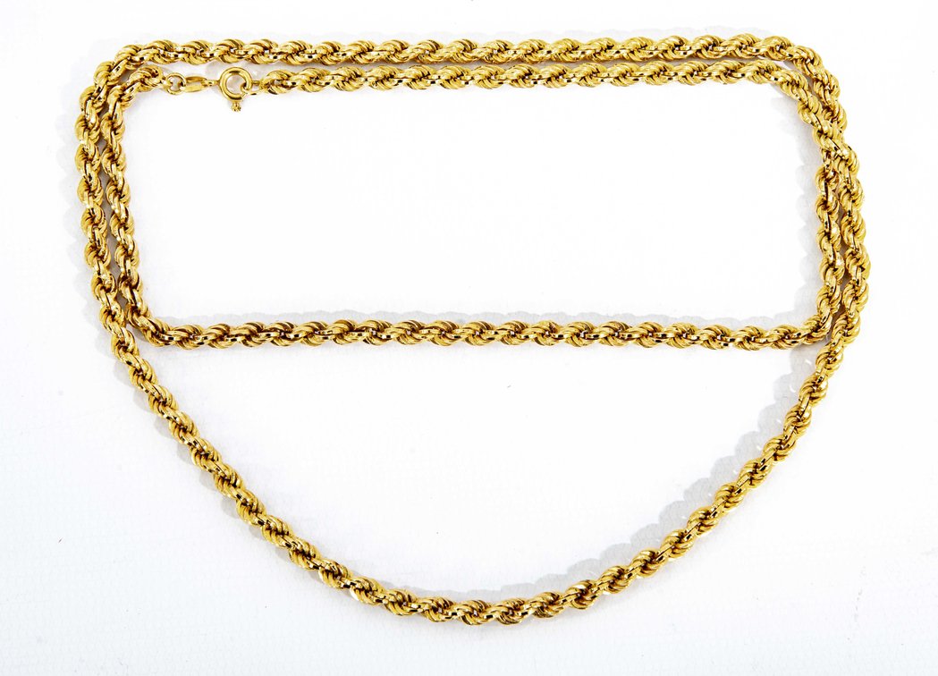18K Yellow Gold Rope Chain- 16.5 G