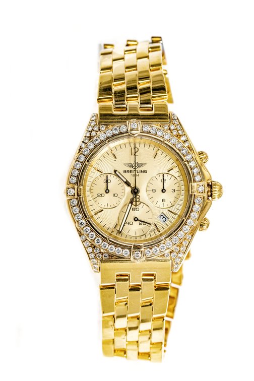 Breitling 18K Gold Watch W/ Diamond Bezel- 167.4 G