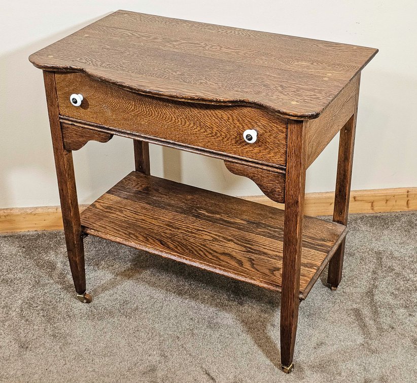 Antique Oak Small Server on Casters