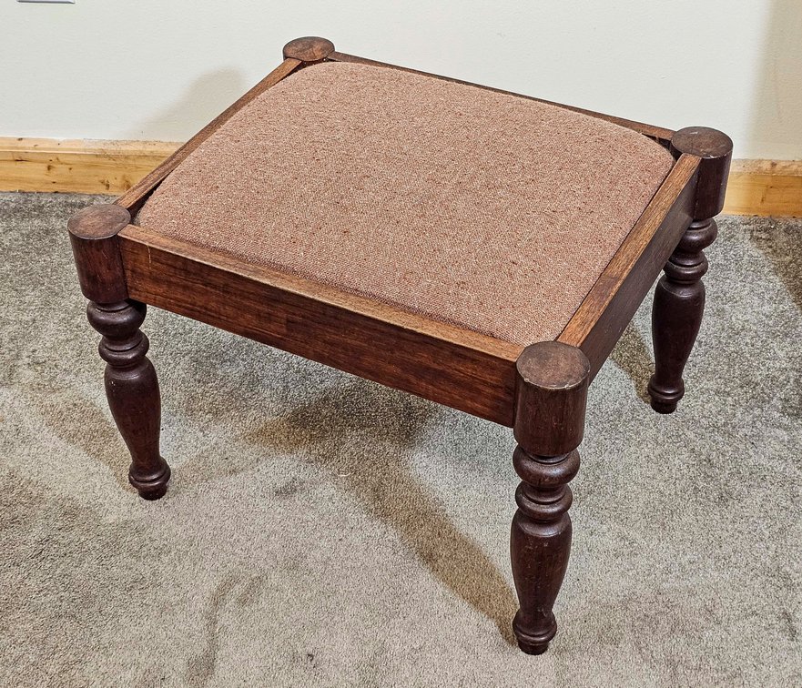 Wood Foot Stool with Upholstered Top