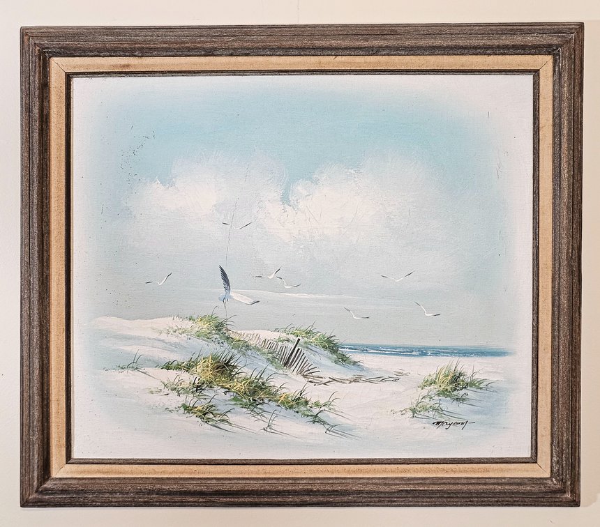 Framed Seascape Oil Painting Signed Maycom