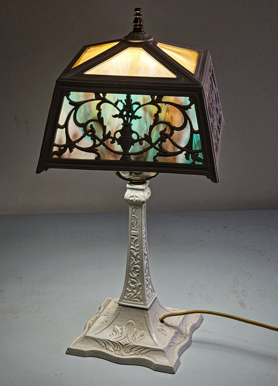 Vintage Slag Glass Table Lamp